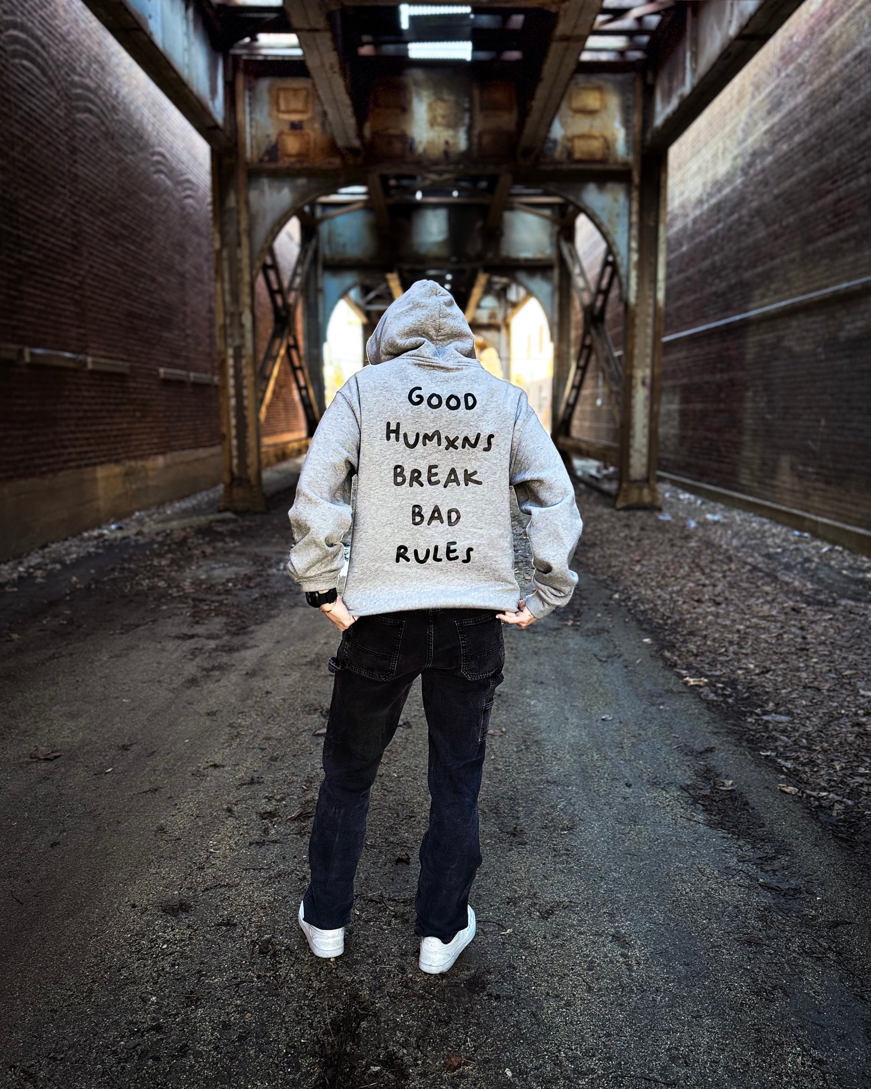 Good Humxns Break Bad Rules Oversized Hoodie - Grey