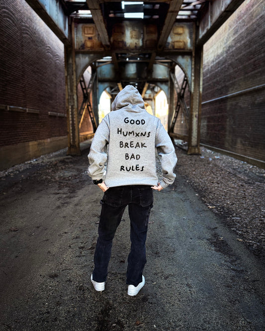 Good Humxns Break Bad Rules Oversized Hoodie - Grey