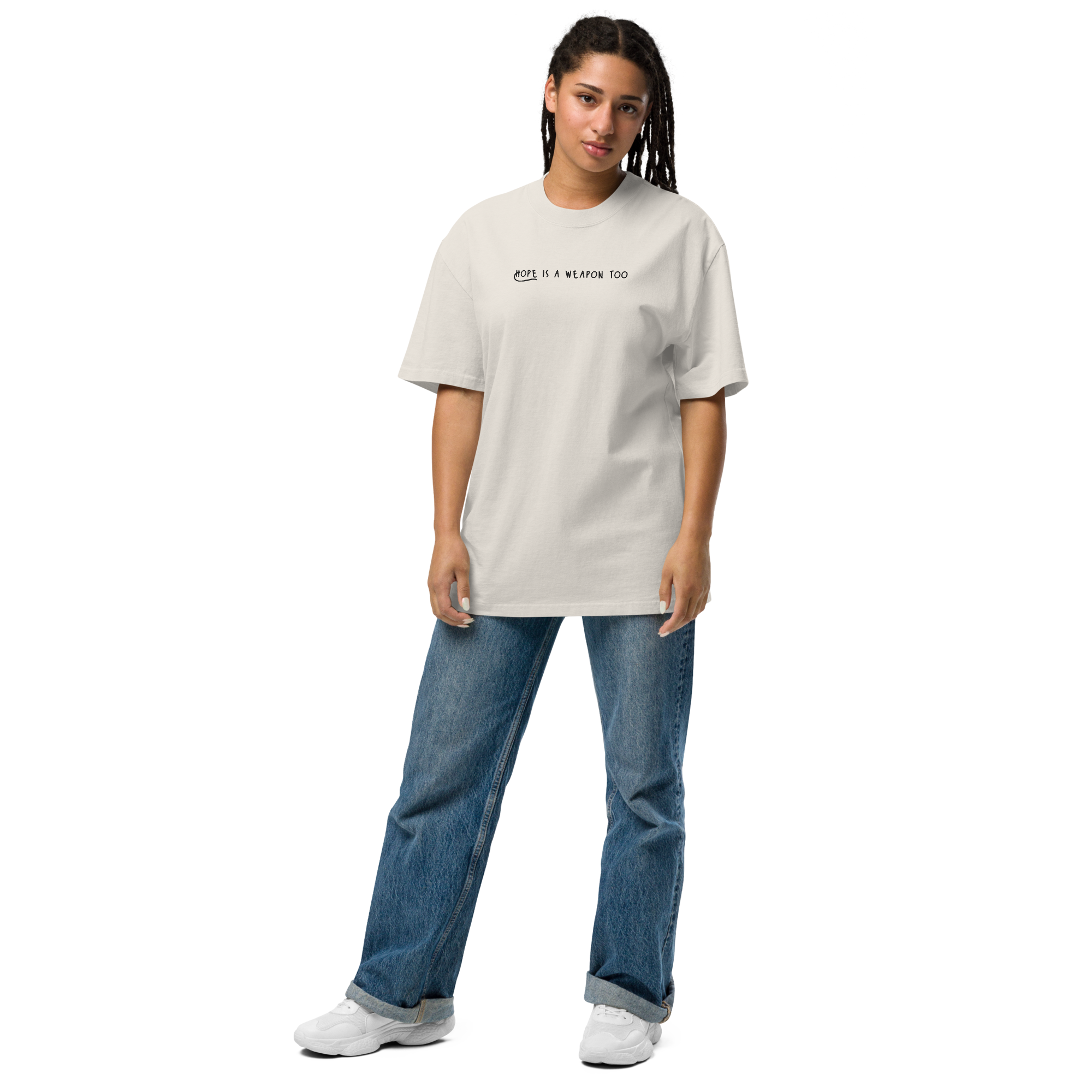 Hope Is A Weapon Too Oversized Faded Bone Tee