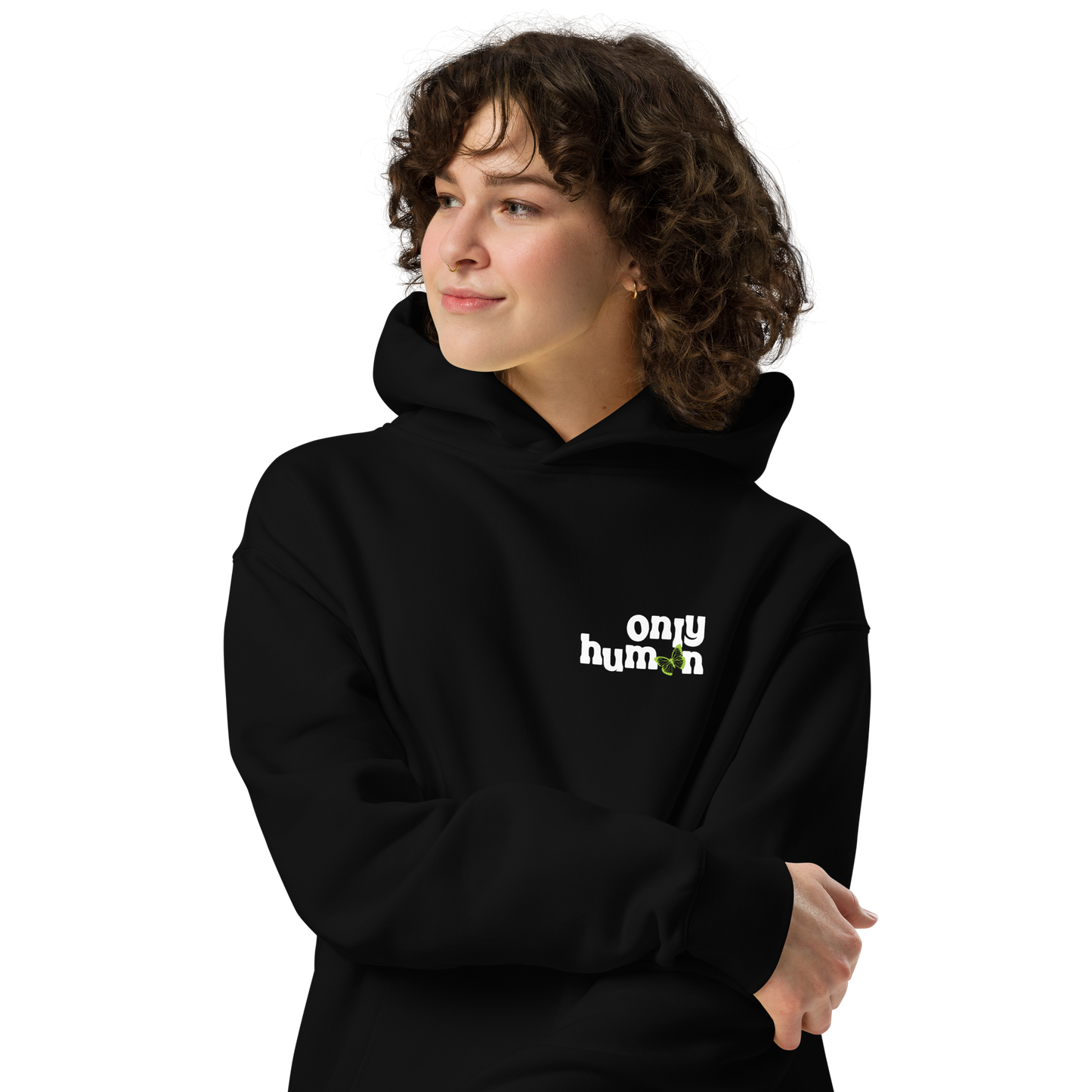 Happy To Be Here Oversized Hoodie - Black