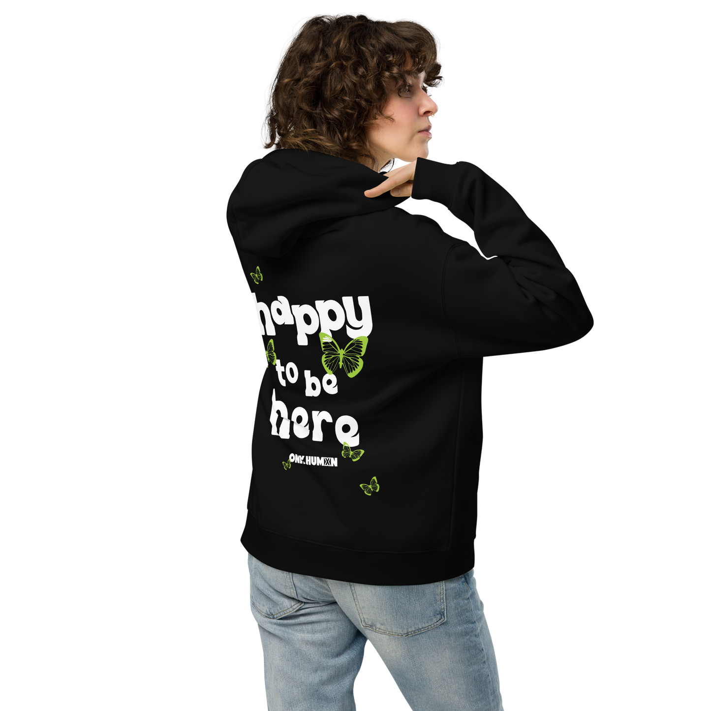 Happy To Be Here Oversized Hoodie - Black